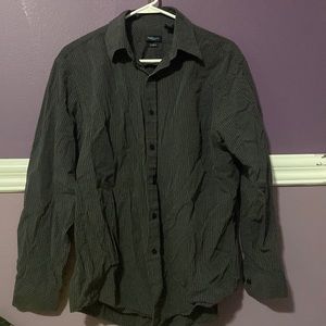 Long Sleeve Black White and Grey Striped Button Up Shirt